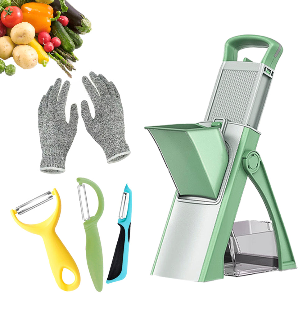 Green Multifunctional Mandoline Slicer with Potato Peeler