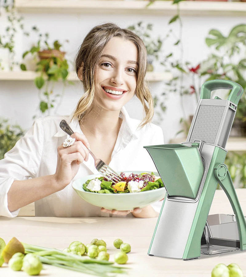 Green Multifunctional Mandoline Slicer with Potato Peeler